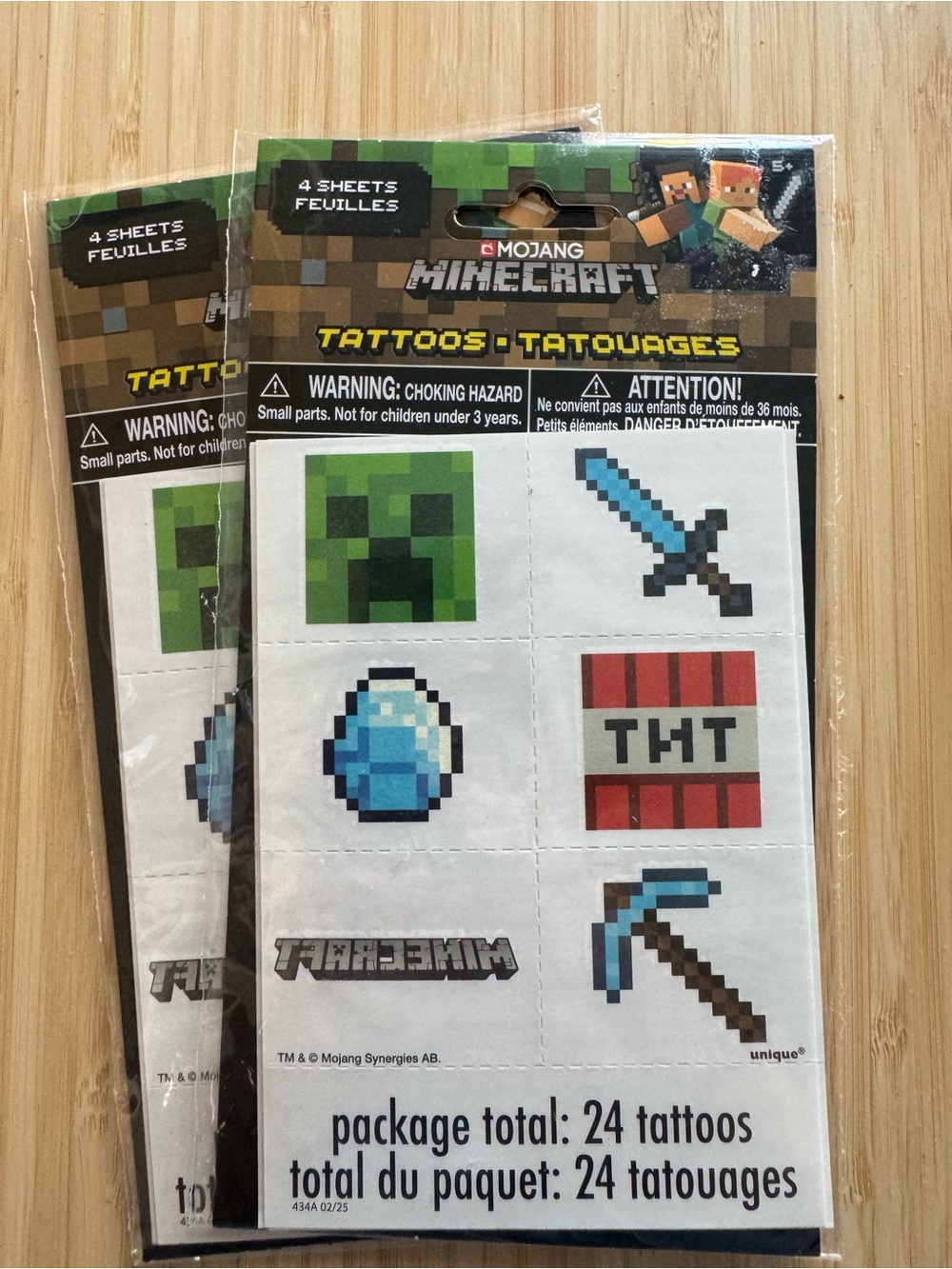 Minecraft Temporary Tattoos - 2 PK of 24 - 48 total